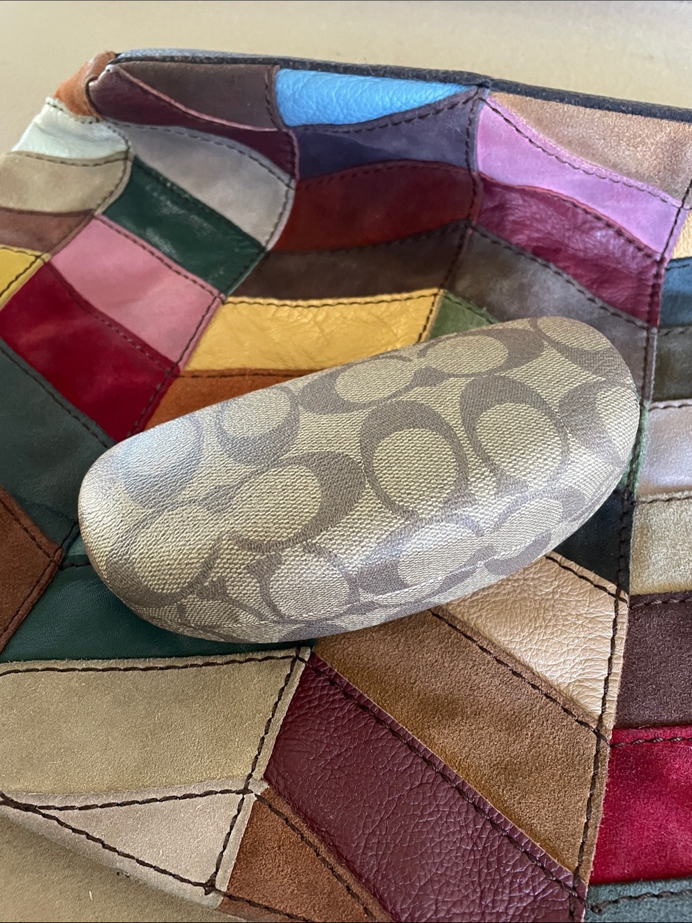 Coach Monogram Eyeglasses Case. Hard Brown case